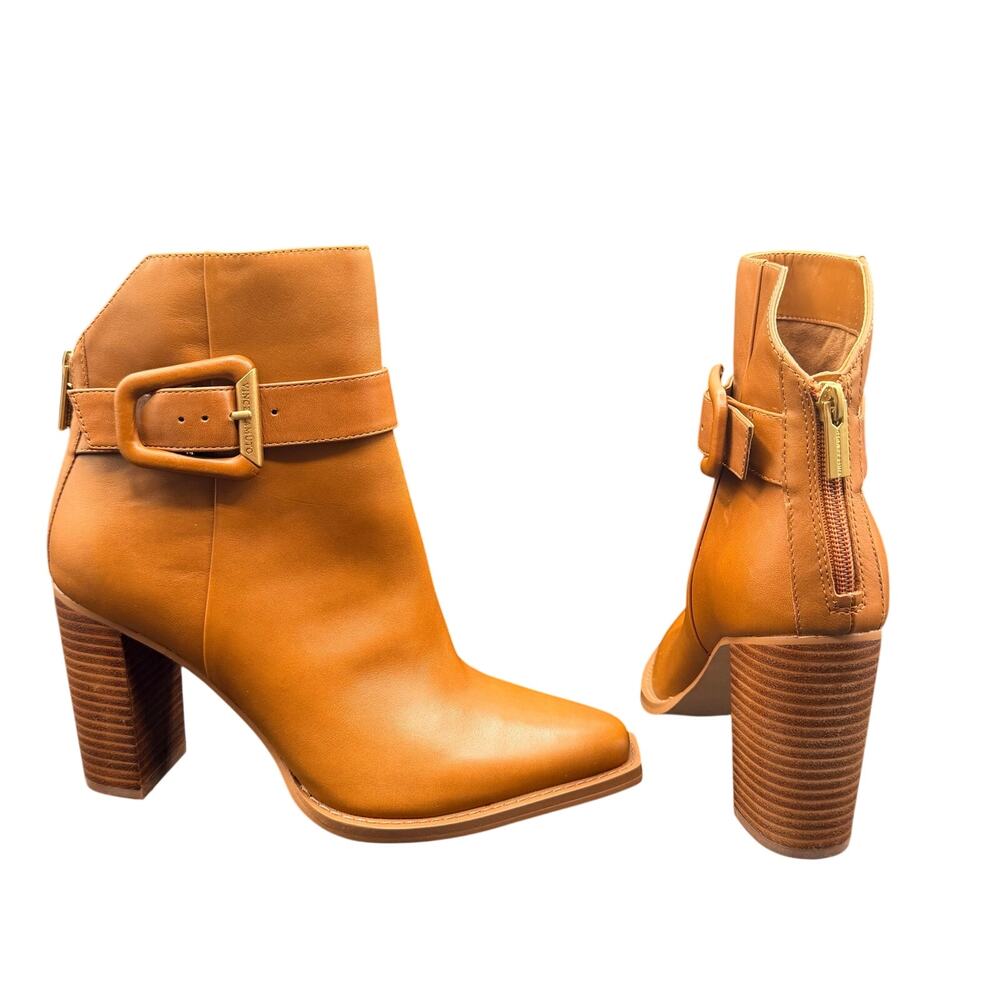 Vince Camuto Lorree Ankle Boots 8.5M Golden Walnut Leather Heeled